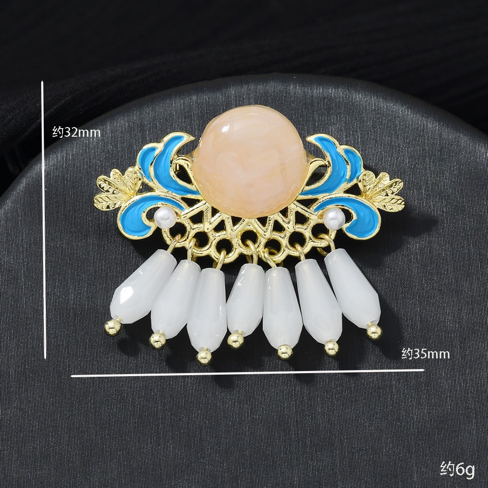New Chinese Style National Landscape Cloisonné Blue Dot Brooch Retro Palace Style Accessory Brooch