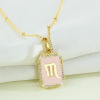 Brand square zodiac signs, necklace, fuchsia pendant, 2022 collection