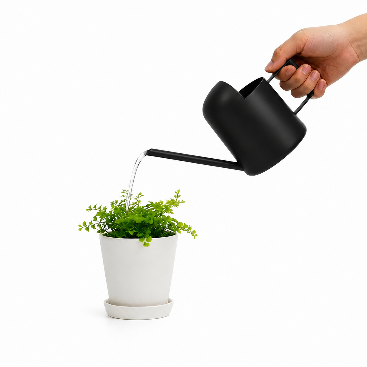 Acero inoxidable regadera metal boca larga negro mini niños regadera de jardinería regadera 300ml