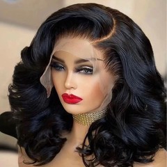 フロントレースかつらヘッドカバーショートヘアbodyボブハフエヌヘアフロントウィッグ現物代発