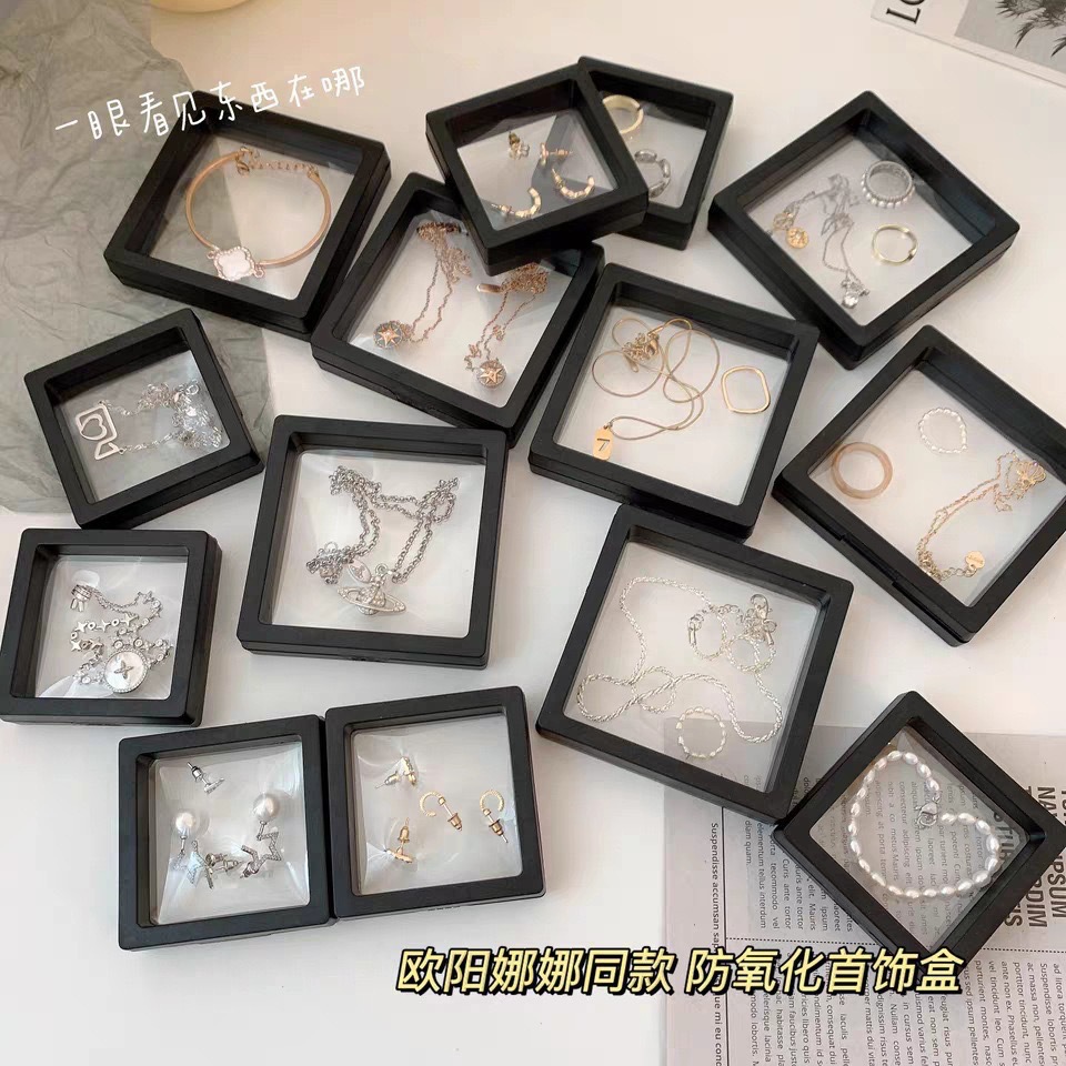 Caja de embalaje transparente flotante de película PE joyas auriculares anillos pulseras pulseras polvo a prueba de humedad caja de almacenamiento de joyas