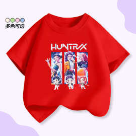 跨境kpop demon hunters猎魔女团鲁米米拉佐依短袖T恤男女童夏装t