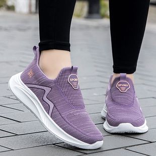 Comfortable Elderly Shoes Summer Slip-on Casual Mom Shoes Soft Sole Non-slip Walking Shoes Middle-aged and Elderly Breathable Sneakers