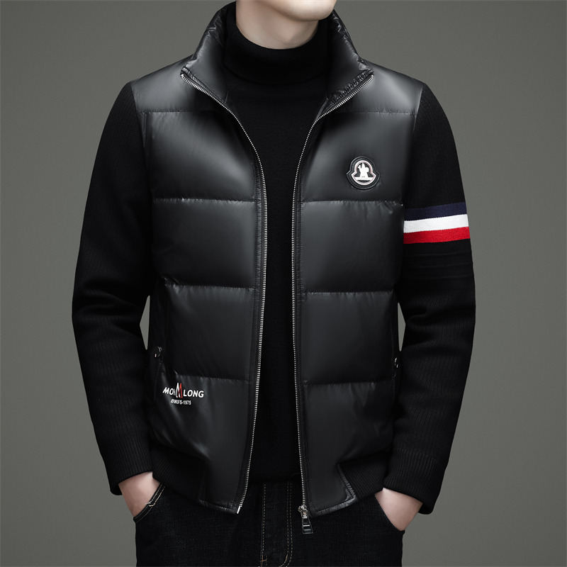 Authentic Tomiraman 90 White Duck down Jacket Men's Winter New Stand-Up Collar Knitted Sleeve Splicing Warm Jacket Authentic Tomiraman 90 White Duck down Jacket Men's Winter New Stand-Up Collar Knitted Sleeve Splicing Warm Jacket