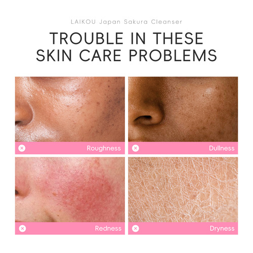 Cross-border LAIKAU cherry blossom facial cleanser 100g, all-English skincare facial wash, cleansing and moisturizing manufacturer, foreign trade