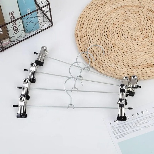 Metal trouser rack household trouser clip non-slip skirt clip wholesale trouser clip hanger seamless trouser rack with clip