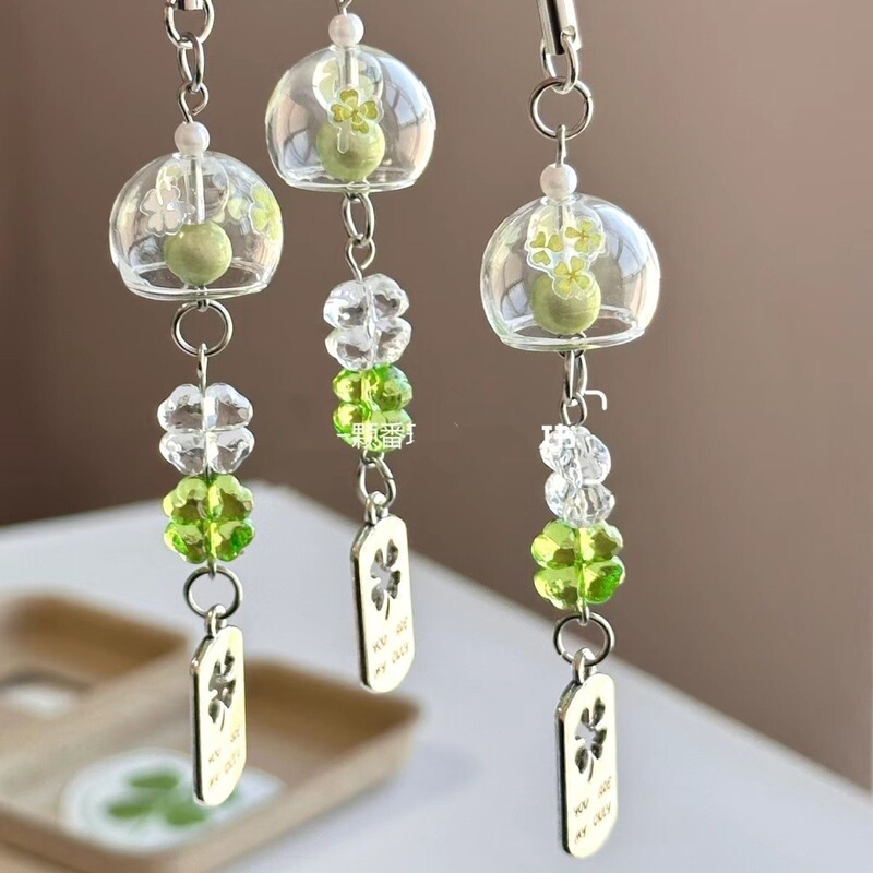 Creative Jellyfish Hemisphere Shape Lucky Four-Leaf Clover Style Wind Chime Ornament Pendant Hanging Decoration Wind Chime Pendant