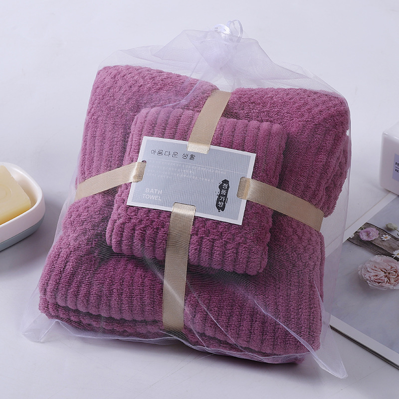 Purple / Jixiang plaid bath towel (70*140) + towel (35*75)
