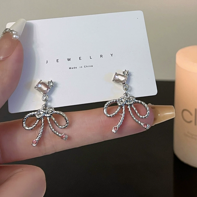 Стильные сережки с бантом, серебро 925 пробы, стиль
