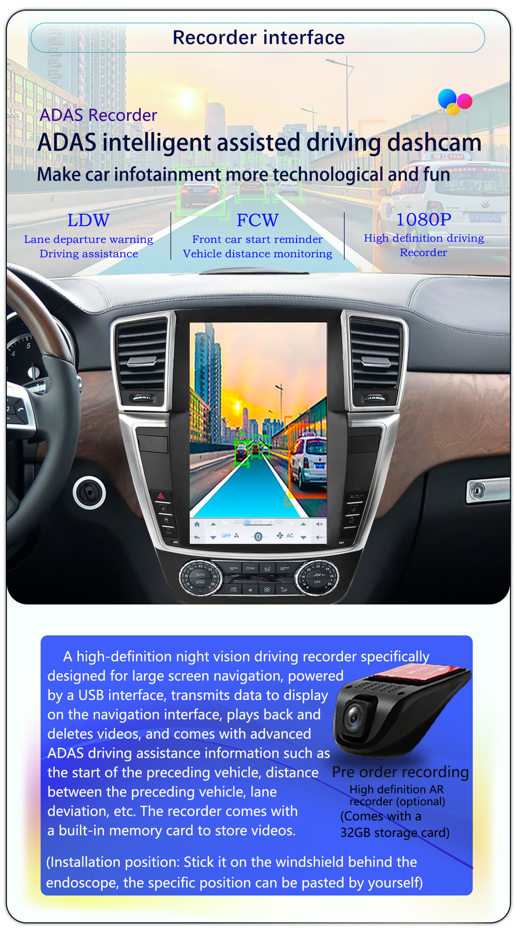Suitable for 12.1-Inch 12-15 Mercedes-Benz Gl/Ml Android Large Vertical Screen Carplay Navigation 360 Panoramic All-In-One Machine