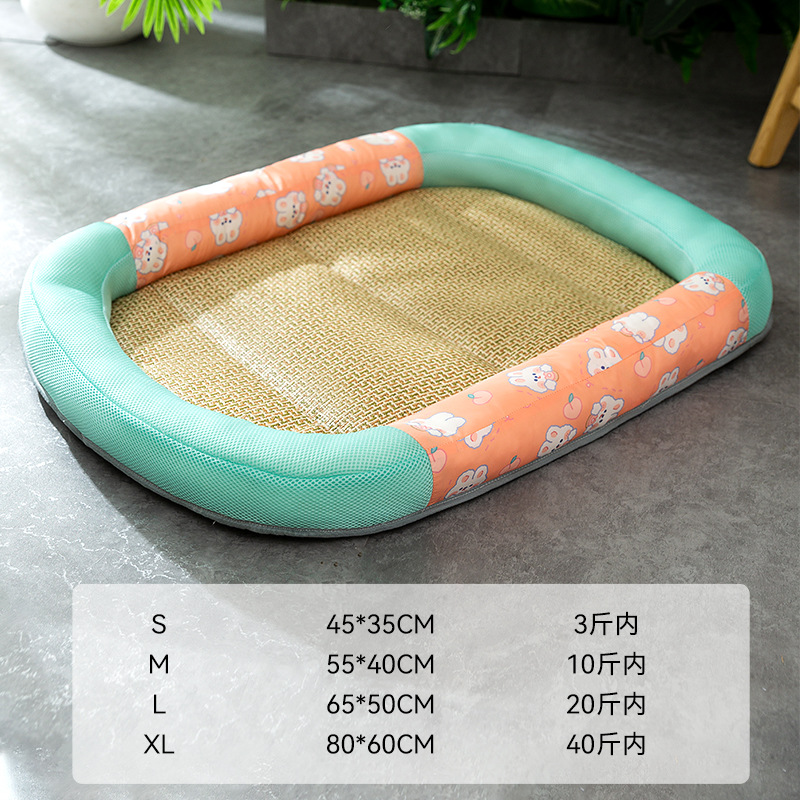 La primavera y el verano perro de dibujos animados oso Oval estera de verano Teddy perrera gato nido mediano y pequeño perro mascota estera nido