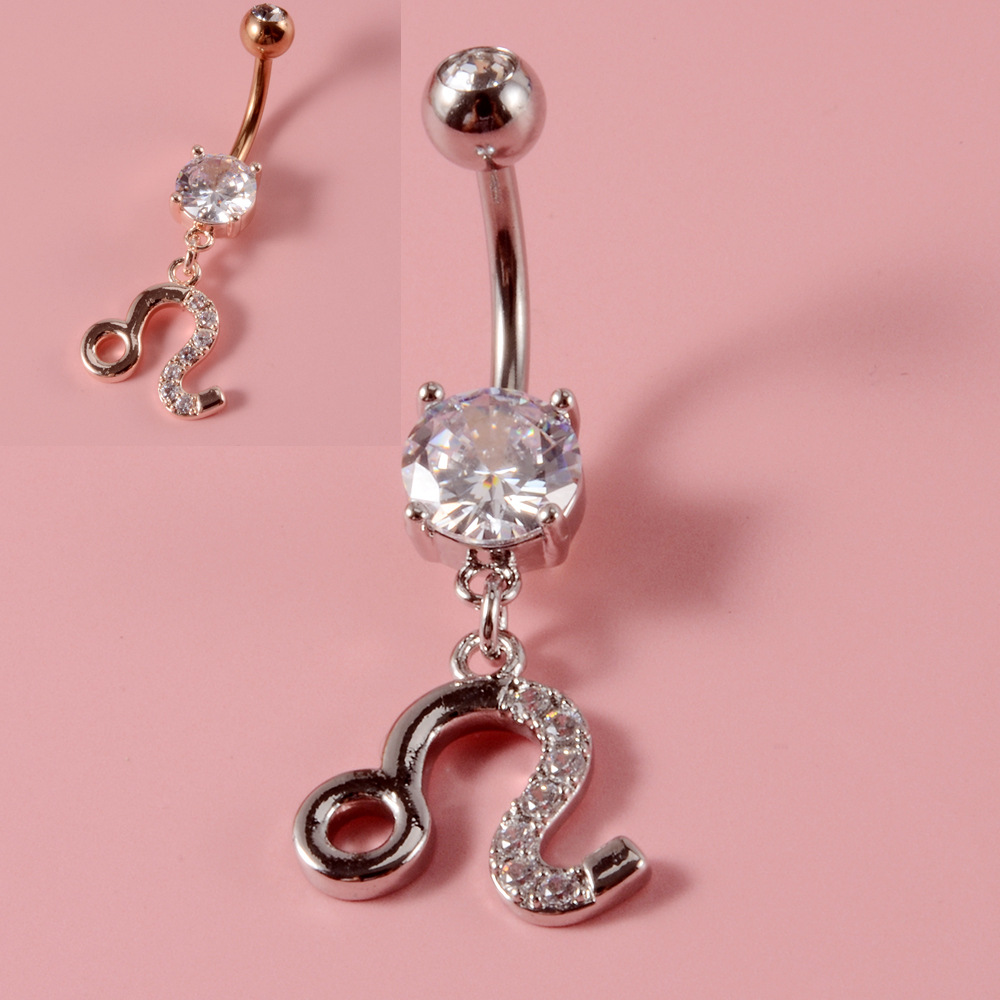 Fashion Constellation Stainless Steel Copper Inlay Zircon Belly Ring 1 Piece display picture 2