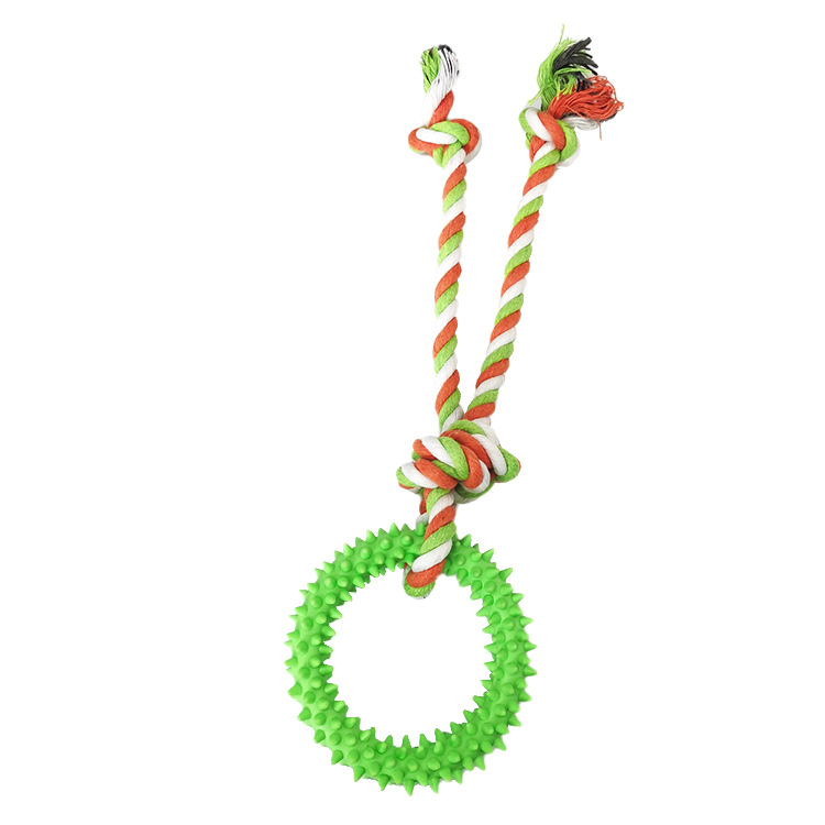 Nueva mascota perro juguete mordedura-resistente al desgaste cuerda de algodón espina anillo Diente de juguete limpieza molar fábrica de formación al por mayor