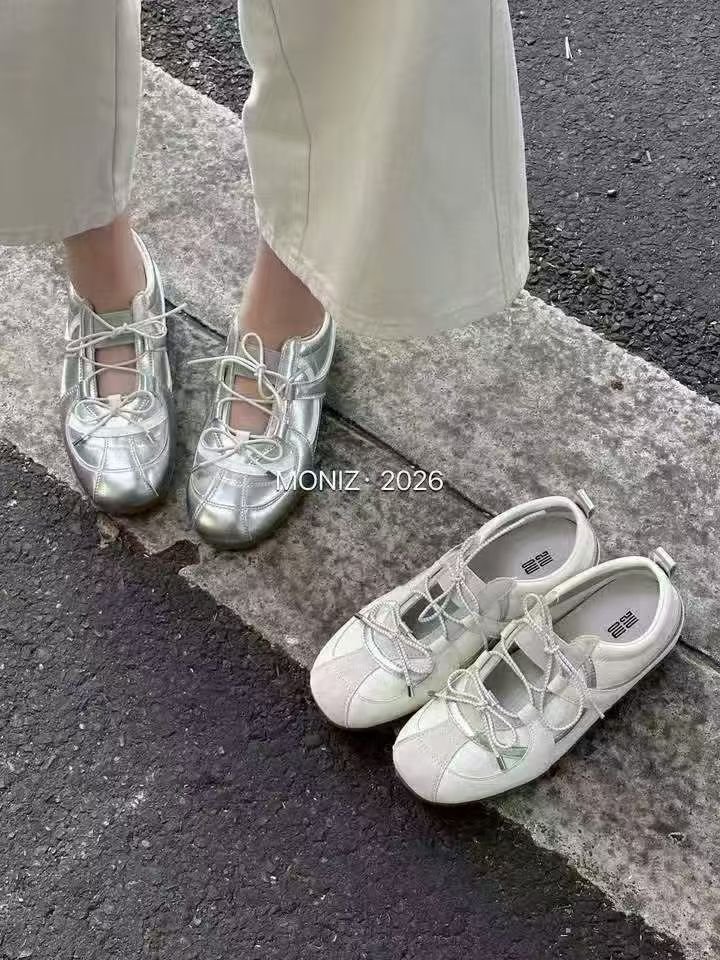 5cm Height Increasing Sweet Girl German Training Women Genuine Leather Korean Style Sports Ballet Mary Jane Silver_vogvips.com