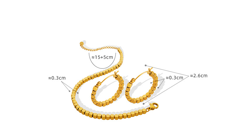 fashion Style Titanium Steel Gold-Plated cube Bracelet Earrings