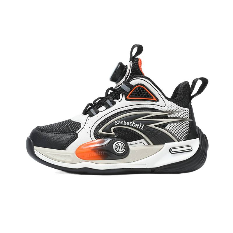 Falcón explosivo superficie de cuero antideslizante cool zapatos de baloncesto para niños al aire libre botón giratorio portátil zapatillas deportivas de otoño