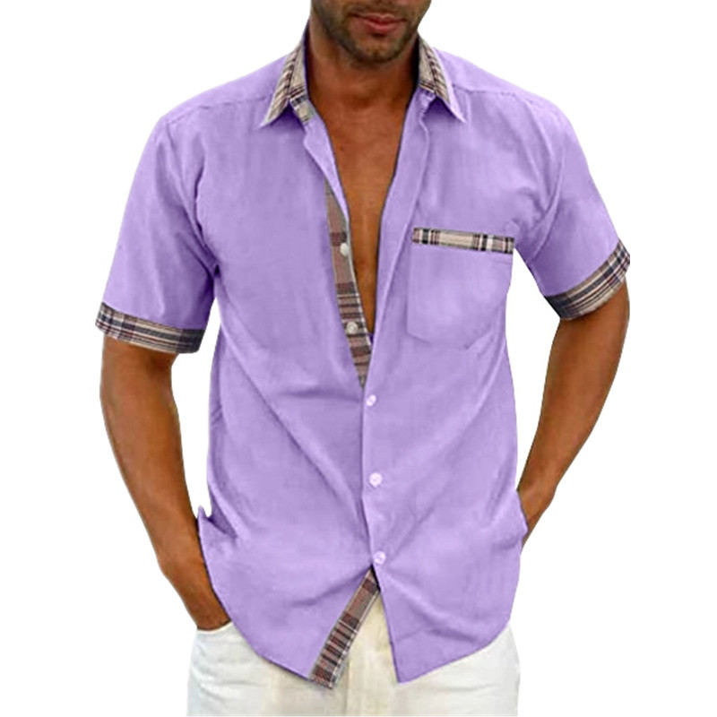 Nueva camisa casual de primavera 2023 para hombres sin planchar cardigan manga corta moda urbana solapa camisa de hombre
