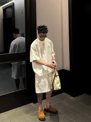 老钱风天丝亚麻短袖短裤两件套男款夏日穿搭一整套慵懒松弛感套装