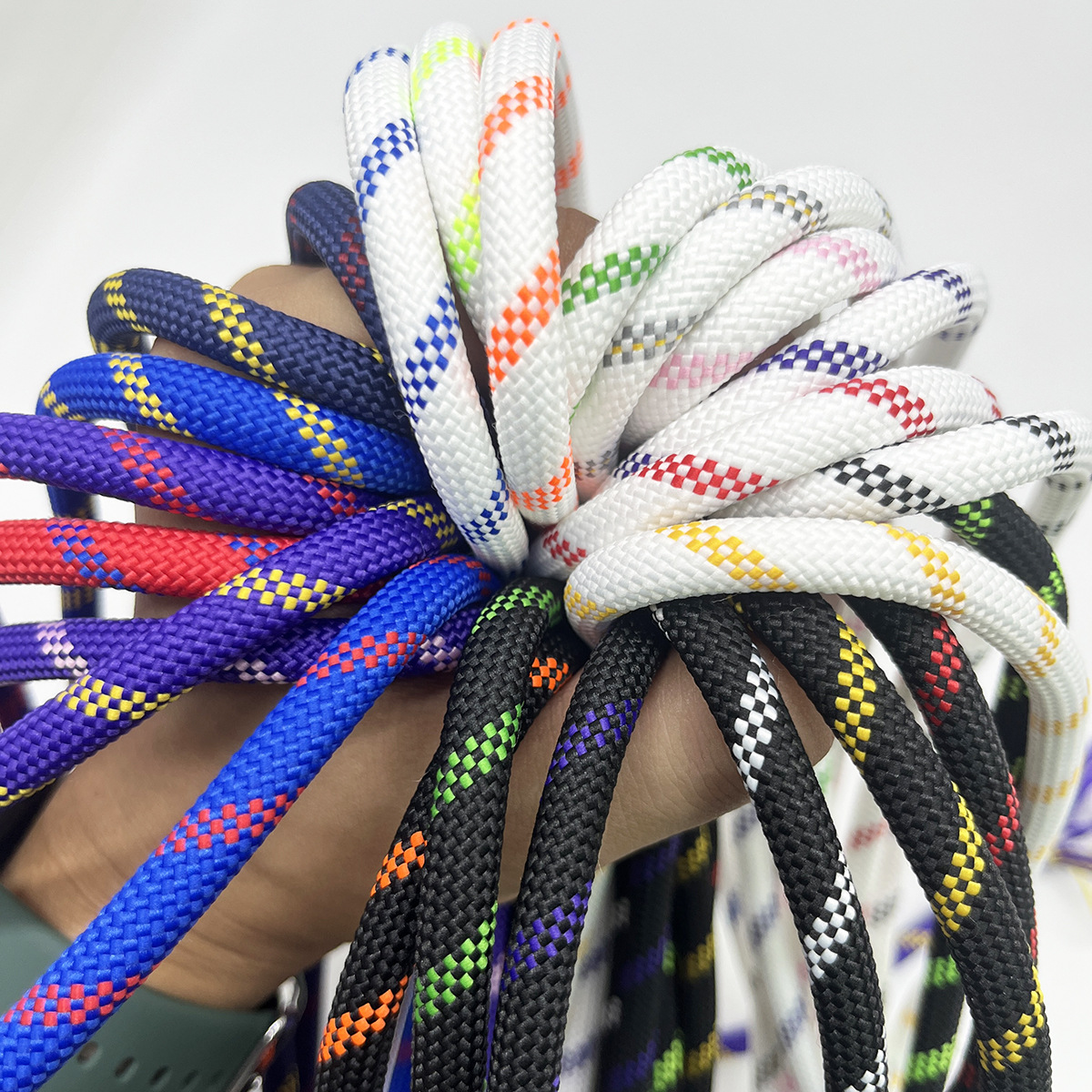 7.5 / 10mm poliéster de color Miu punto de salto bolsas de cuerda redonda de núcleo bolsas de teléfonos móviles tejidos cuerda de cuerda de mascota