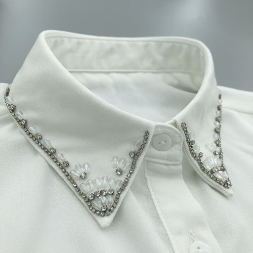 Hand-sewn crystal glass bead fake collar, high-end quality women's wear, trendy fashion manufacturer direct sale fake collar
