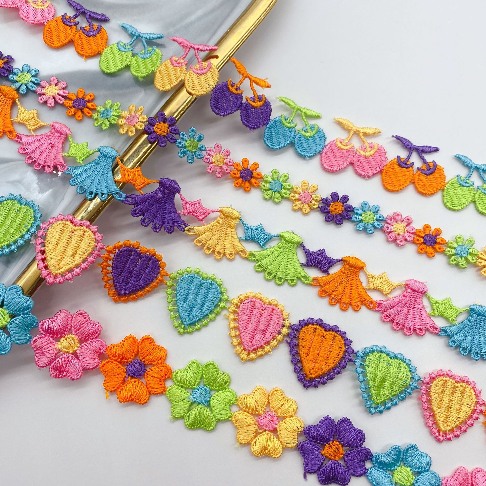 Color de encaje Ropa Decoración Lolita Cuff accesorios amor multicolor poliéster luz código de barras de encaje