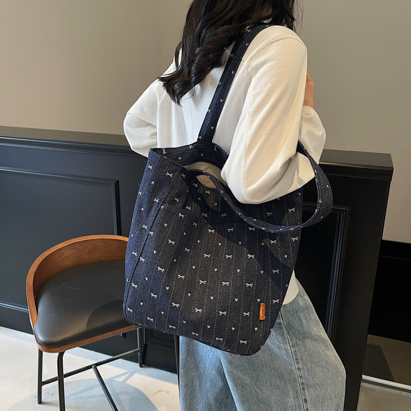 デニムキャンバス女性レトロ春夏シングルショルダー2025新型通勤バッグ|undefined