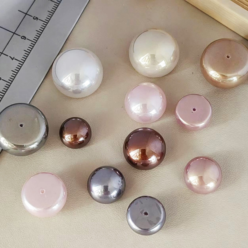Imitation shell bread beads, high-gloss plastic flat-bottomed imitation pearls, DIY handmade accessories for earrings, rings, hair clips, shoes, and clothing