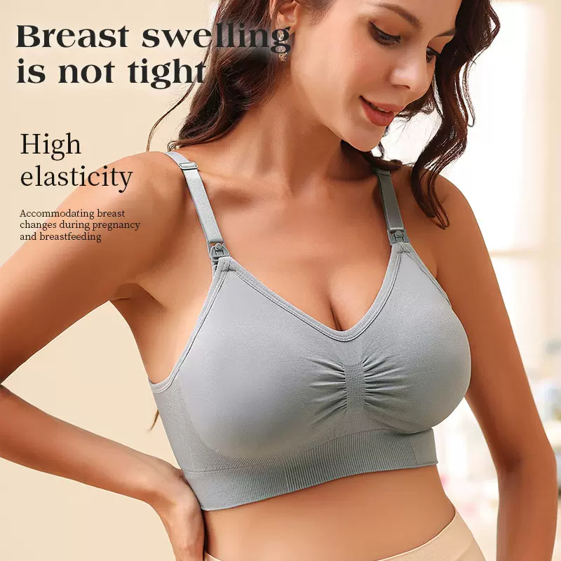 跨境爆款孕妇无钢圈前开扣哺乳文胸聚拢防下垂无缝喂奶哺乳期文胸