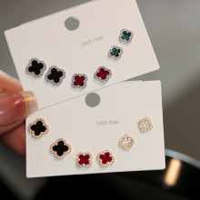 三色三对装时尚日韩套装六件套小耳钉925银针锆石耳饰女 33128