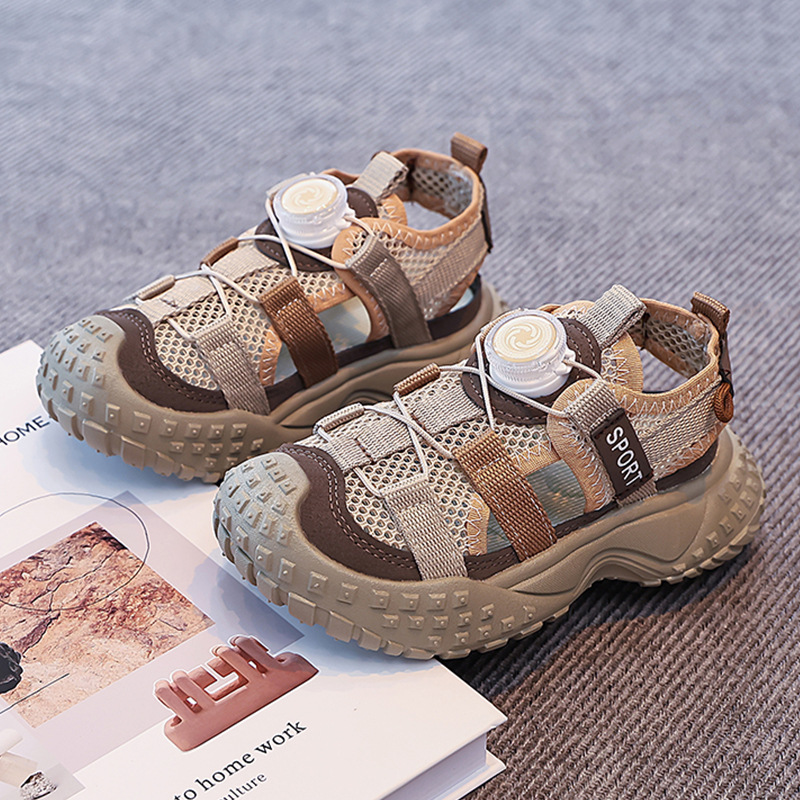 Sandalias Deportivas de Playa con Botón Giratorio para Niños, Transpirable y Ligero para Verano