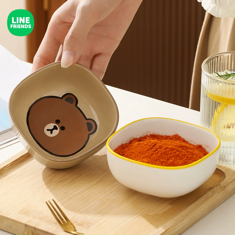 Тарелка для соуса LINE Friends в виде рвущейся кости, миска для макияж/приправа, маленькая керамическая тарелка для соевого соуса/уксуса, подача для хот-пота