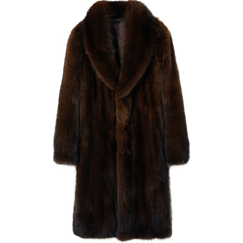 Abrigo de visón sintético para hombre, abrigo largo de visón sintético para hombre, estilo casual de negocios, cálido.