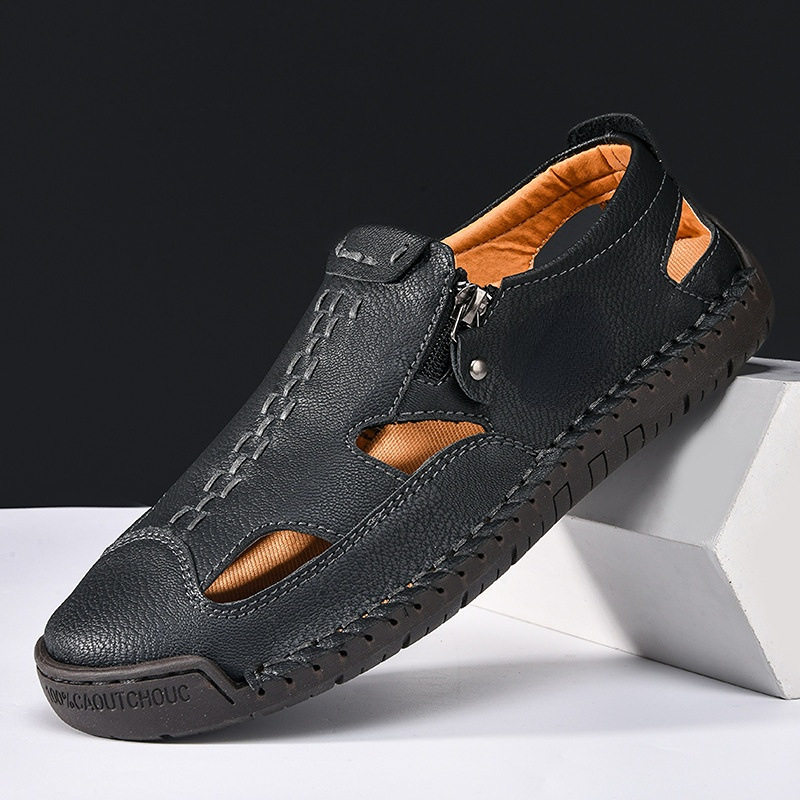 Dép sandal nam bít mũi thoáng khí chống trượt, cỡ lớn đi biển — T2518 trắng, T2518 vàng, T2518 xanh, T2518 đen