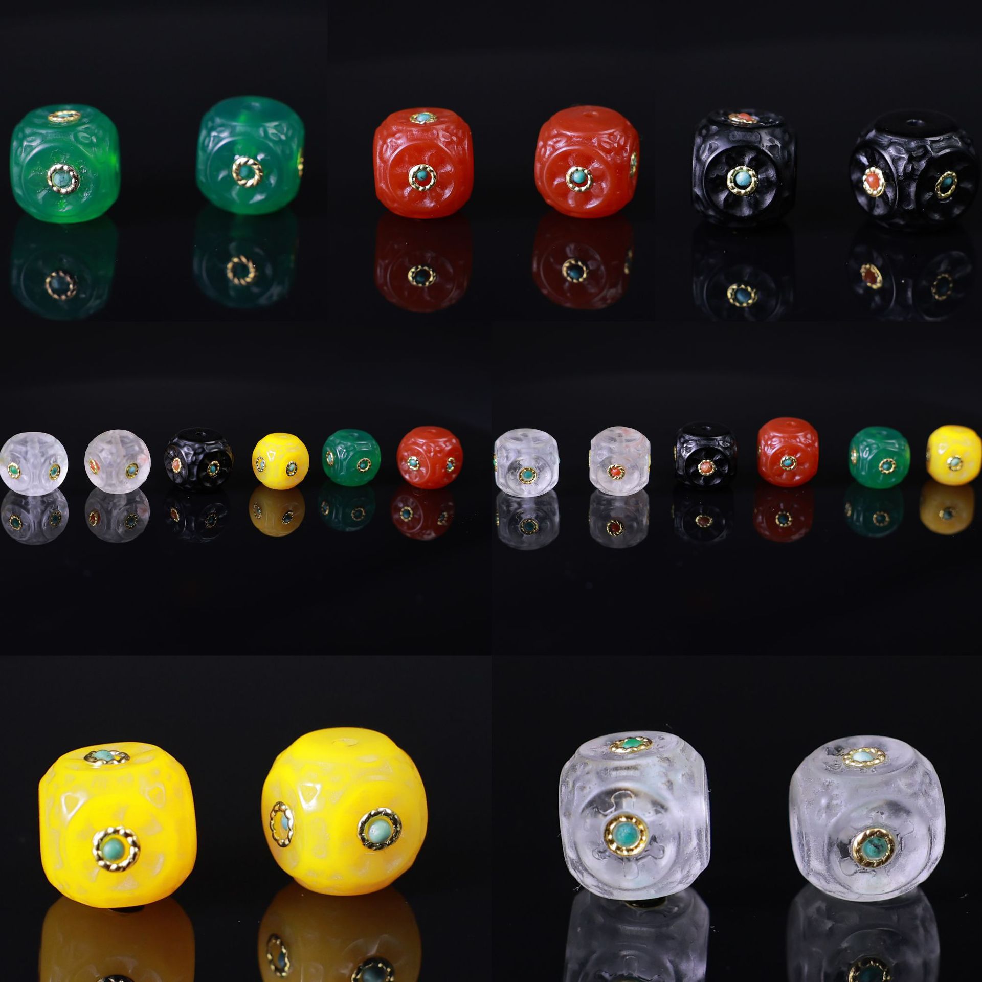Agate Inlaid Spacer Beads, Decorative Beads, DIY Bracelet Accessories, Loose Beads, Wholesale and Dropshipping