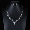 Set for bride, necklace, zirconium, chain, accessory, European style, wholesale