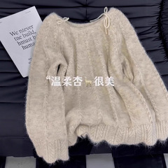 韩系慵懒风小众蝴蝶结毛衣女2025秋冬新款氛围感气质内搭针织上衣
