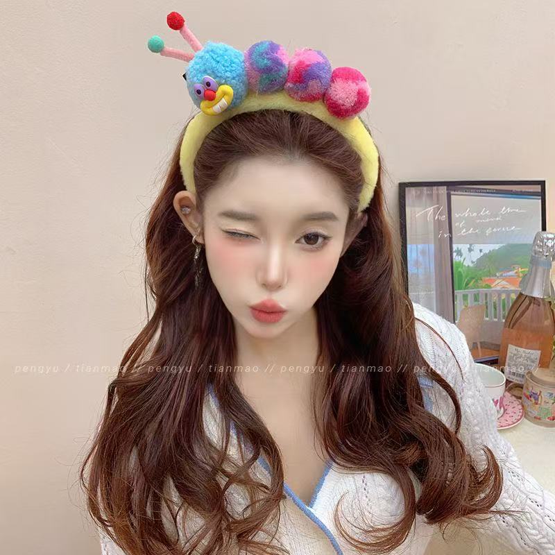 可爱扭扭棒小怪兽发箍女毛绒洗脸搞怪防滑毛毛头箍发饰秋冬女新款|undefined