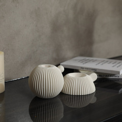 創意白色蠟燭台桌面軟裝飾 陶瓷燭台家用擺件ins風家居店鋪陳列品