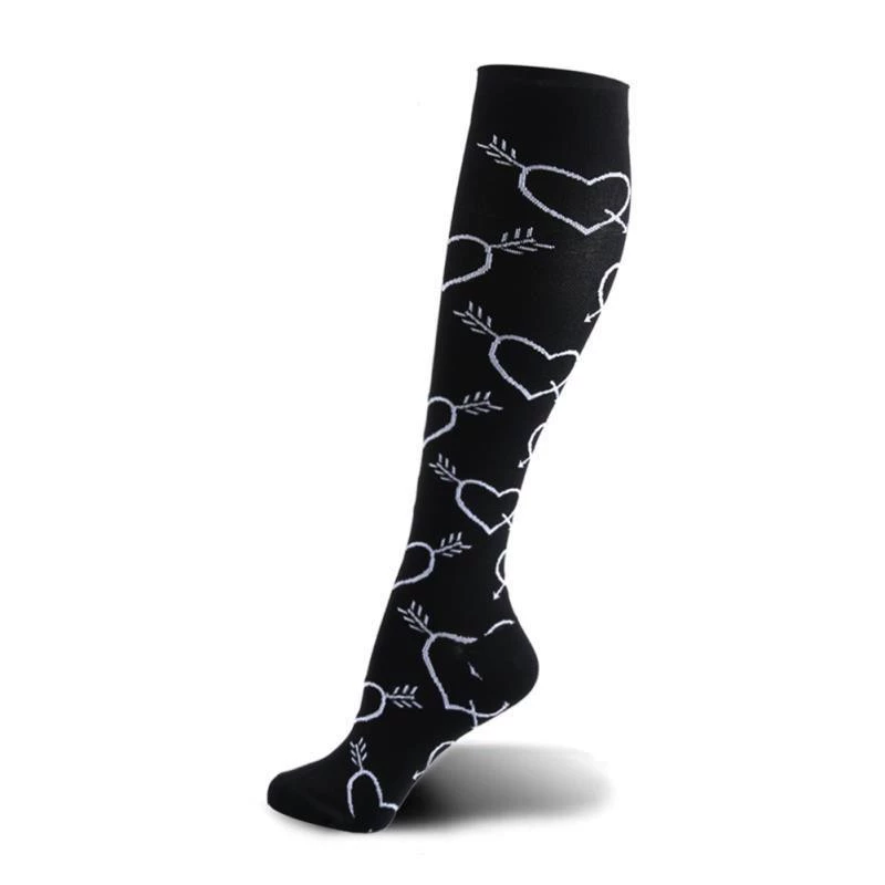 Compression Running Socks, Unisex Jacquard Knee-High Socks, Multiple Patterns, S/M & L/XL