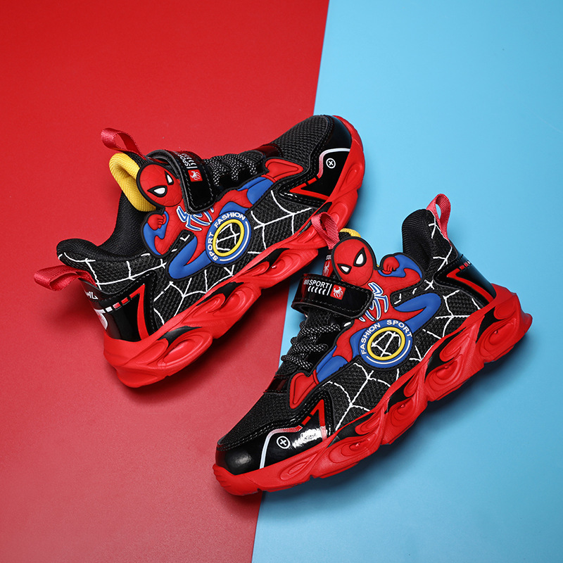 2026 Spring New Cartoon Children's Light-Up Shoes Boys' Running Glowing Shoes Kids' Mesh Breathable Sports Shoes