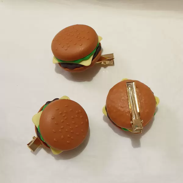 Simulated Multi-Layered Hamburger Hairpin Creative Food Fun Funny Cute Student Bangs Hairpin Popular Night Market Hair Accessories