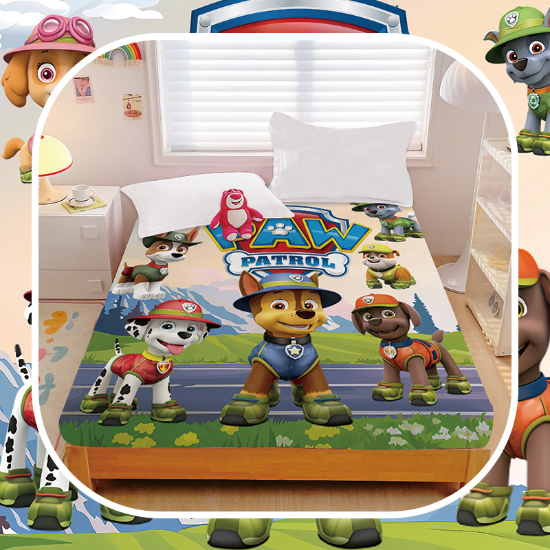 Cotton Cartoon Paw Patrol Pure Cotton Fitted Sheet Cute Puppy Girls' Dormitory Student Dormitory Mattress Protector