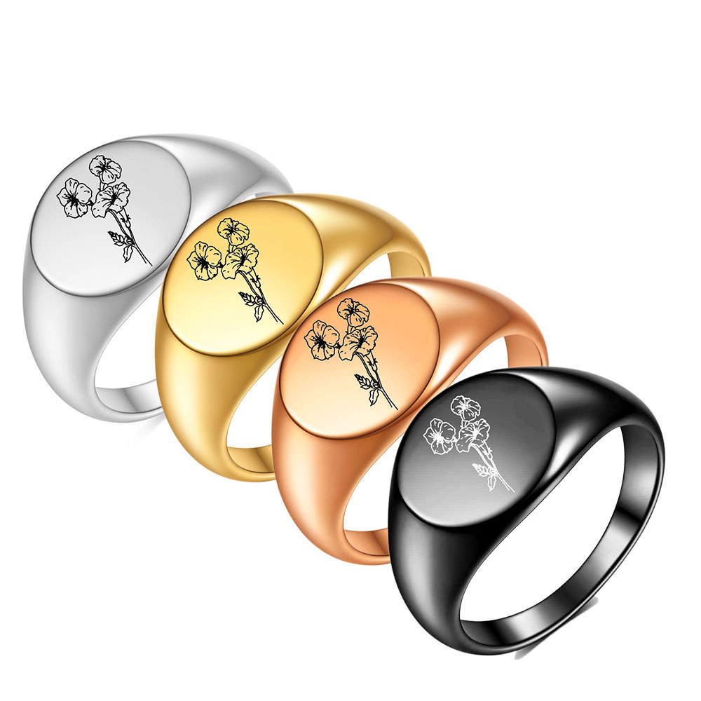 glossy brand ring stainless steel