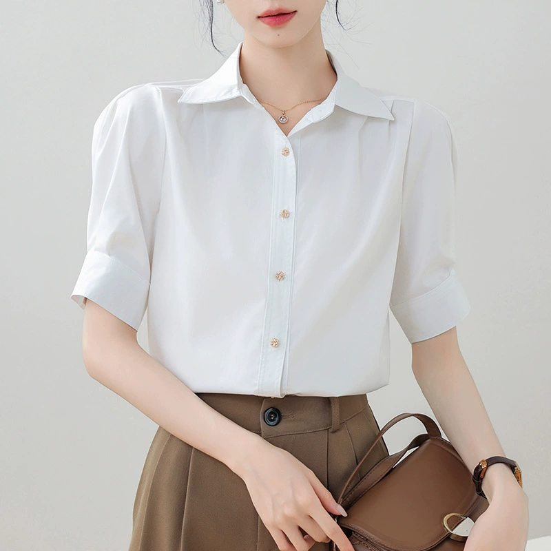 Подлинная рубашка женская средняя рубашка с продвинутыми рукавами Профессиональный темперамент против морщин