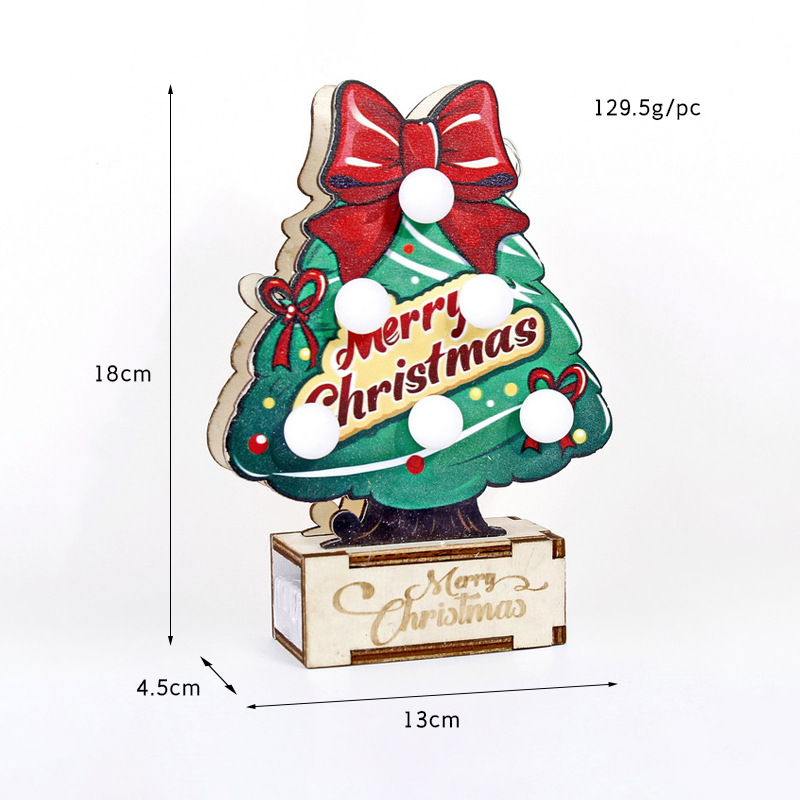 Mini árbol de Navidad de madera, vacaciones navideñas, decoración de fiesta en el hogar, regalo, decoración de árbol pequeño luminoso de mesa