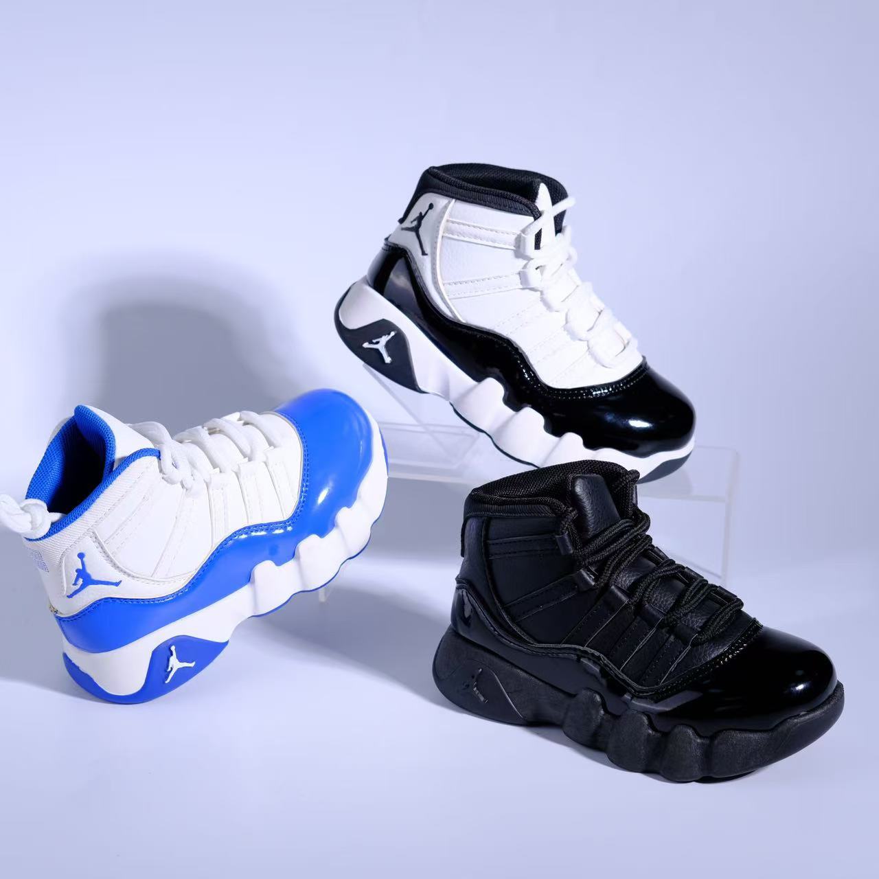 2025新款儿童运动鞋透气轻奢外贸批发立体百搭中大童黑色篮球鞋