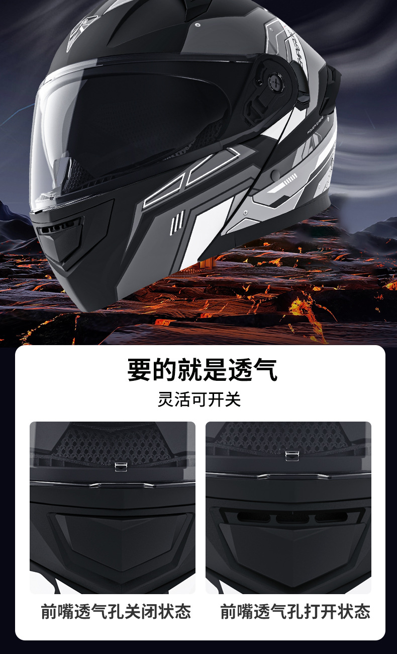 Suitable for Men's Motorcycle Helmets, Winter Built-In Bluetooth Headsets, Anti-Fog and Warm Motorcycles, Safe for All Seasons