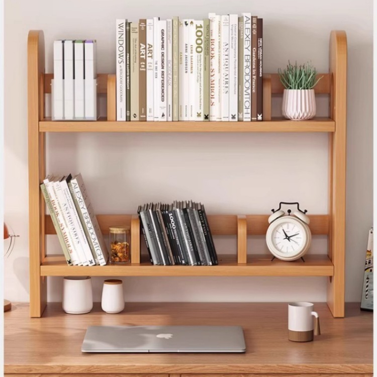 Solid Wood Bookshelf Desktop Storage Rack Simple Desk Storage Rack Student Desk Book Organizer Removable Book Stand
