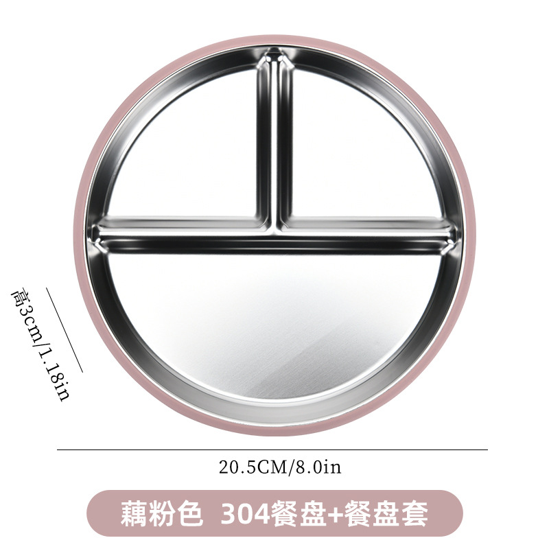 Platos de acero inoxidable con ventosa, silicona antideslizante, aislamiento térmico, niños