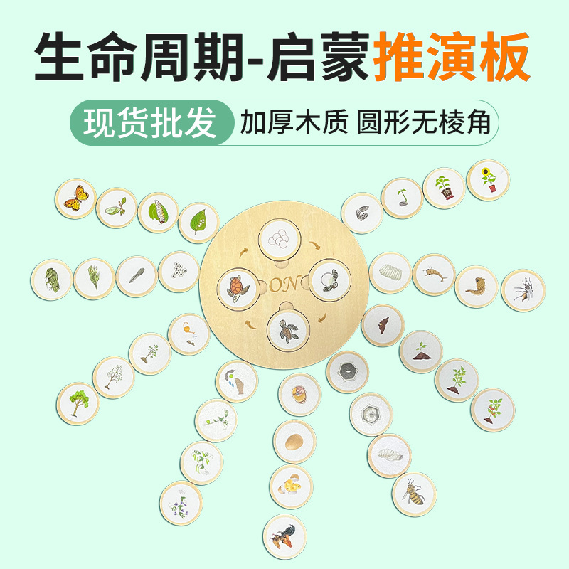 Children's Montessori Animal and Plant Life Cycle Change Jigsaw Puzzle Deduce Board Teaching Aware Enlightenment Early Education Wooden Toys